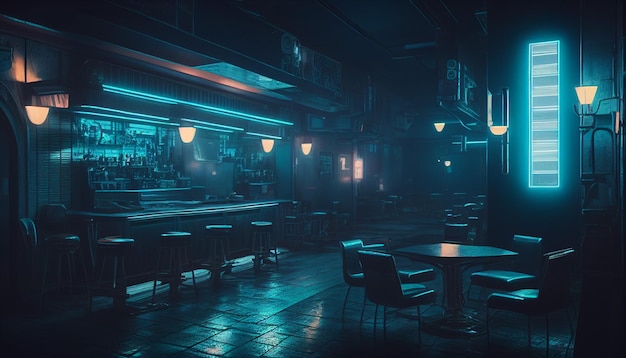 Cyberpunk background of night club