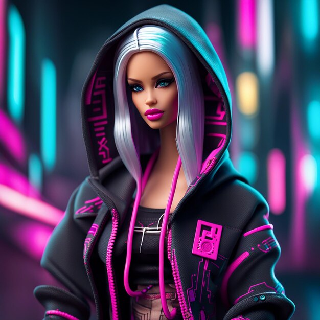 Cyberpunk Barbie with Hoody