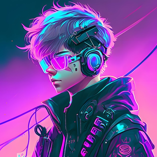 Cyberpunk boy illustration