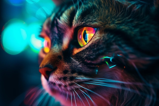 Cyberpunk cat closeup Generate Ai