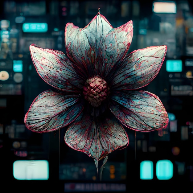 cyberpunk cinematic flower for decoration