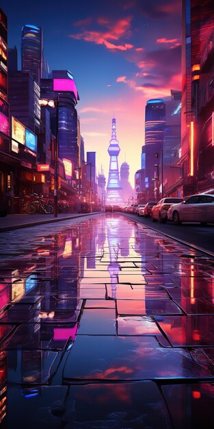 Cyberpunk city abstract illustration futuristic city dystoptic artwork at night 4k wallpaper