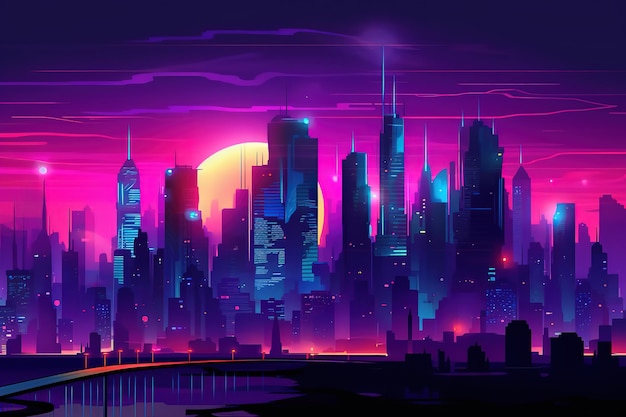 Cyberpunk City, Abstract Illustration, Futuristic City, Dystoptic