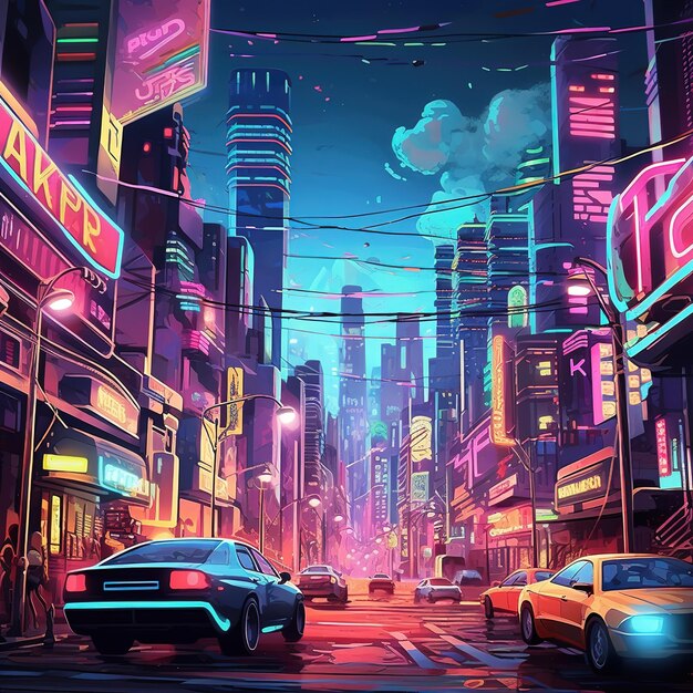 Cyberpunk City, Abstract Illustration, Futuristic City, Dystoptic Artwork  at Night, 4k Wallpaper, Stock Illustration - Illustration of graphic,  modern: 253157395