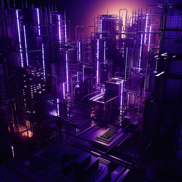 Cyberpunk City, Abstract Illustration, Futuristic City, Dystoptic