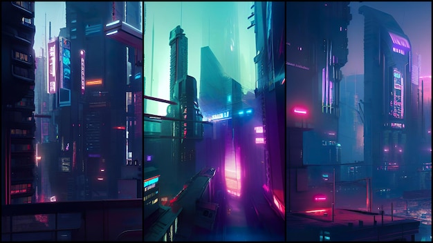 Cyberpunk city art wallpaper concept