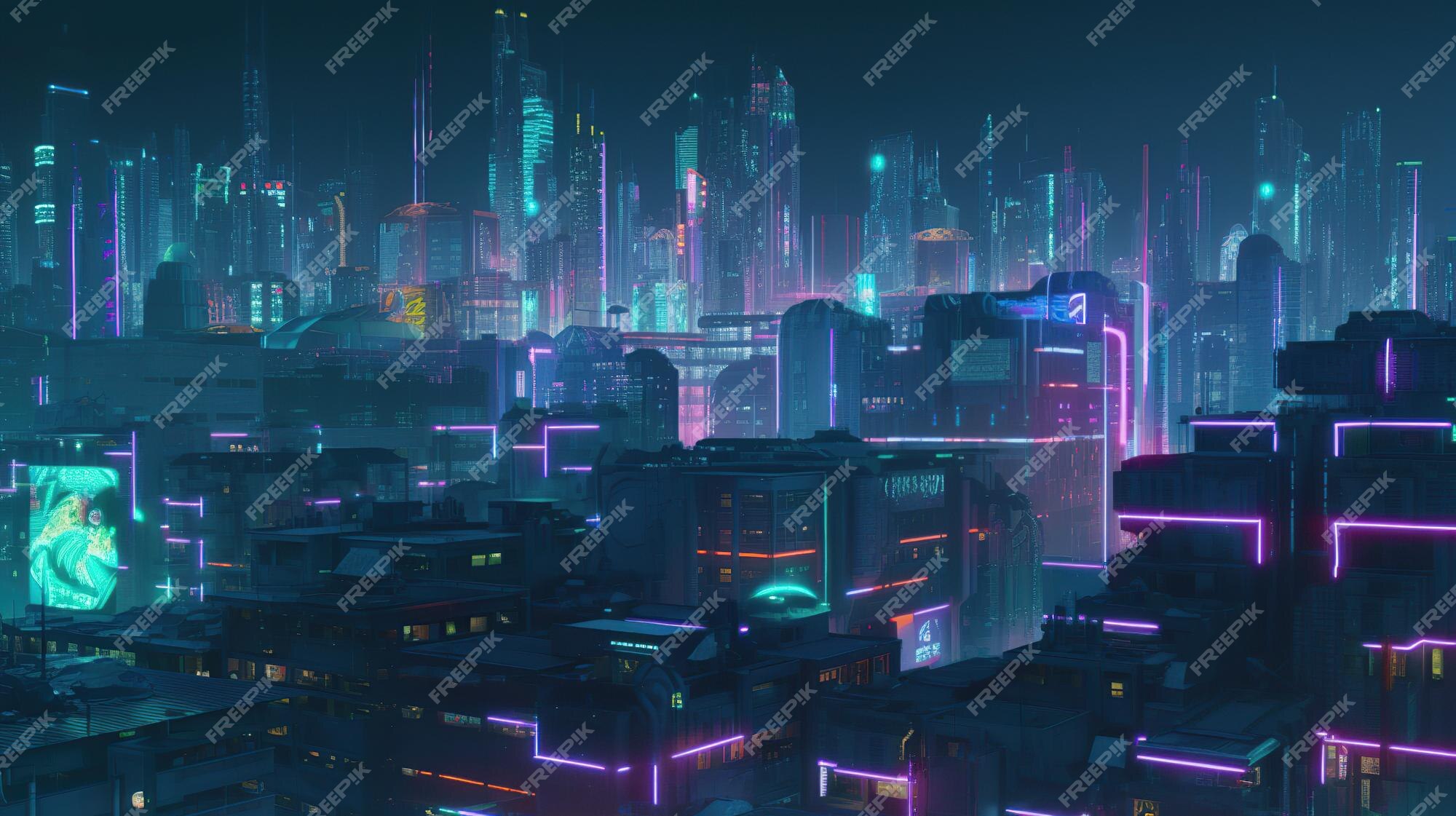 Cyberpunk city buildings art wallpaper background - /s/Cinnamon