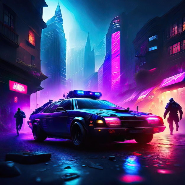 Cyberpunk city Cop