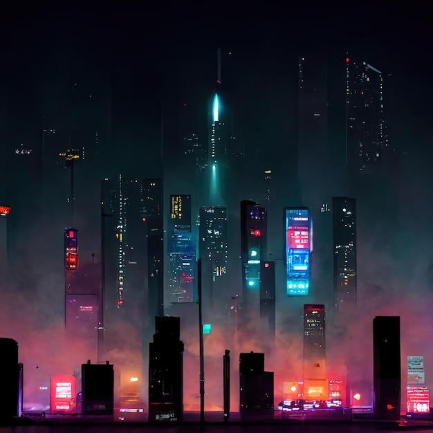 cyberpunk city at night