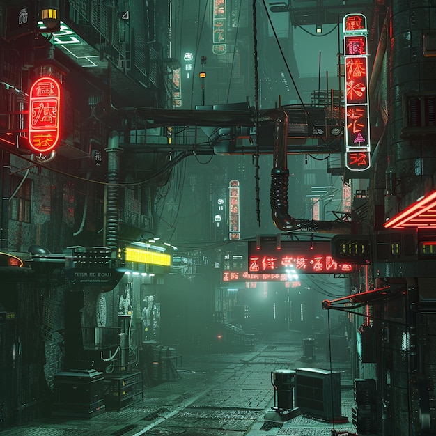 Photo cyberpunk city scene