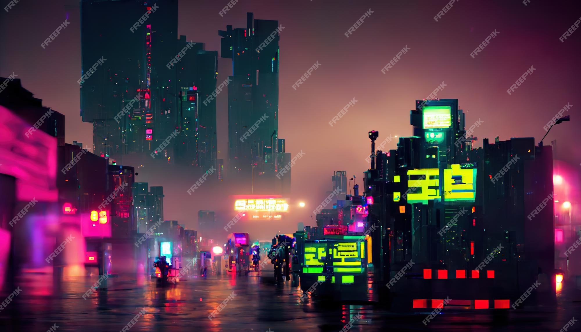 Premium Photo  Cyberpunk cityscape futurist illustration