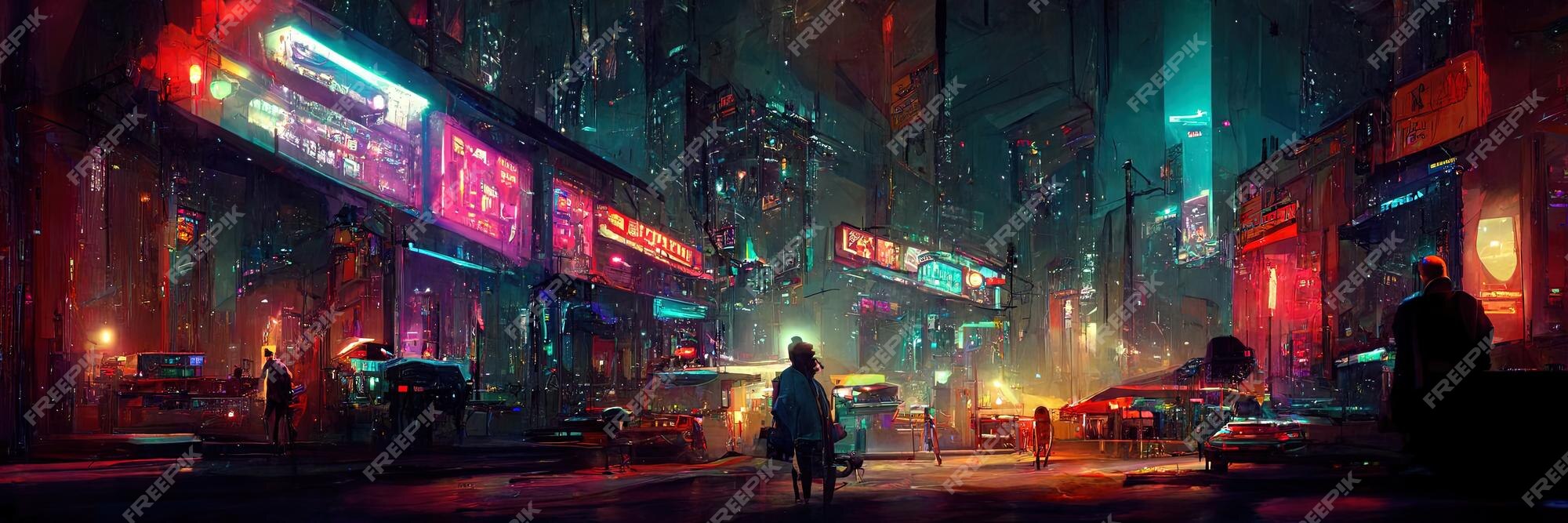 Premium Photo  Cyberpunk city street, night view, futuristic city