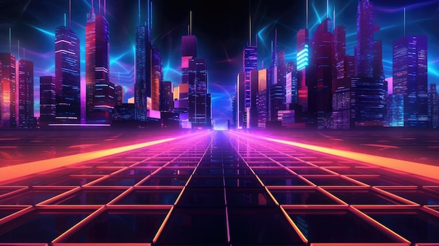 Cyberpunk cityscape abstract background for desktop wallpaper Picturesque