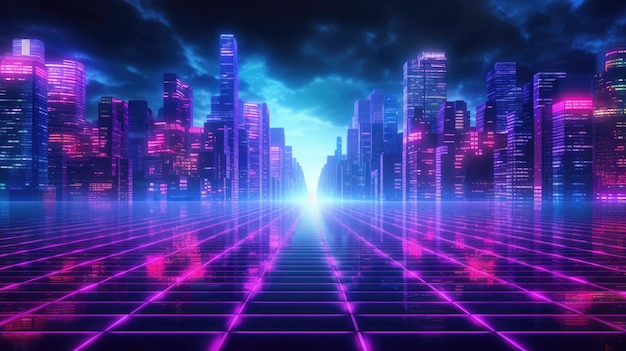 Cyberpunk cityscape abstract background for desktop wallpaper Picturesque