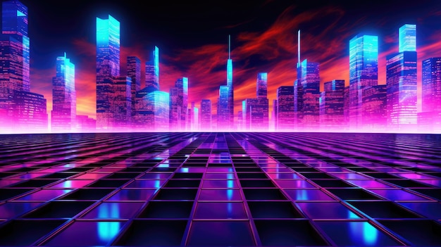 Cyberpunk cityscape abstract background for desktop wallpaper Picturesque