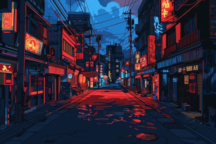 Foto cyberpunk cityscape met wolkenkrabbers neonlichten billboards auto's theater marquee electric wires een retro videospel pixelart city