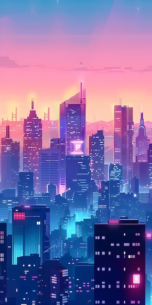 Cyberpunk cityscape minimalist background for cellphone mobile phone Concept Cyberpunk Cityscape Minimal Background Cellphone Mobile Phone