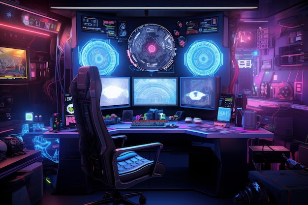 Cyberpunk Command Center cool gaming background