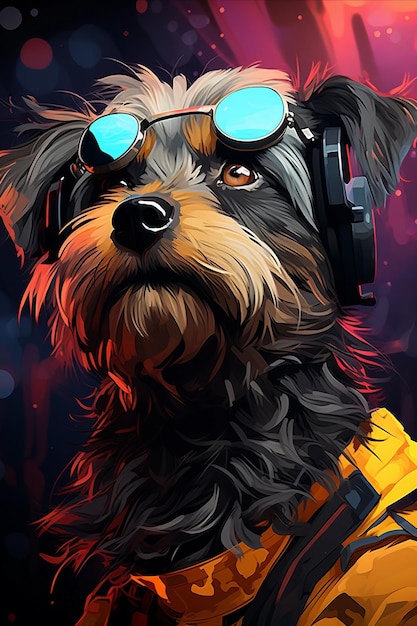 Cyberpunk contemplatie Affenpinscher in Neon