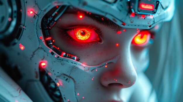 Foto ritratto di un robot cyborg cyberpunk