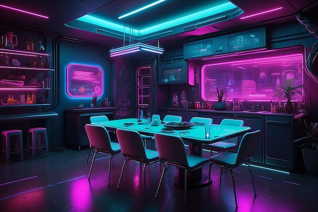 Cyberpunk Dining Room HighTech Vibes en Neon Esthetics