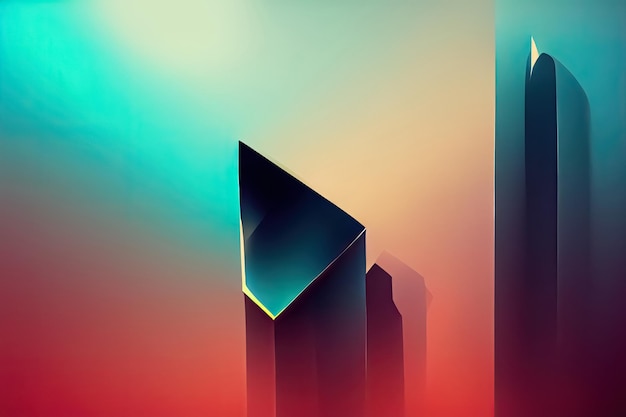 Cyberpunk dynamic scifi tech abstract minimal geometric trendy background 3D digital illustration