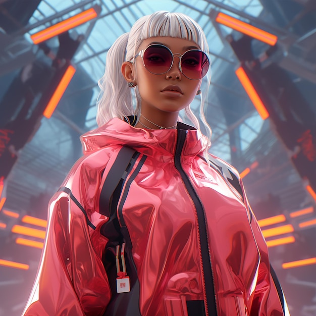 Photo cyberpunk fashion girl