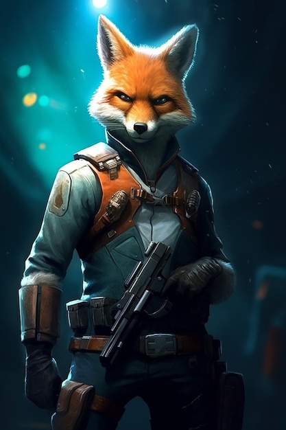 Cyberpunk fox character