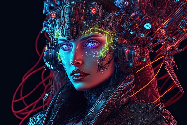 Cyberpunk futuristic portrait of a lady extremely detailed
