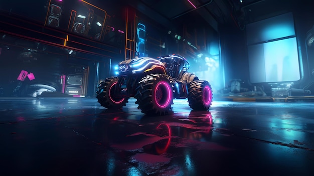 Cyberpunk futuristic tractor hyperrealistic dstyle concept