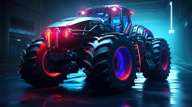 Cyberpunk futuristic tractor hyperrealistic dstyle concept