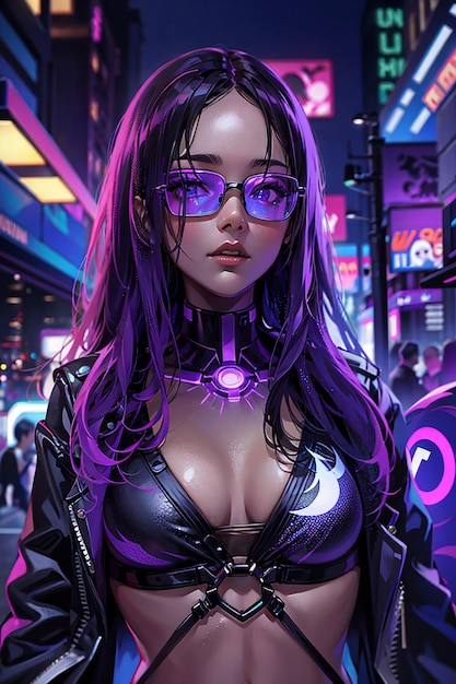 cyberpunk girl anime style futuristic technology