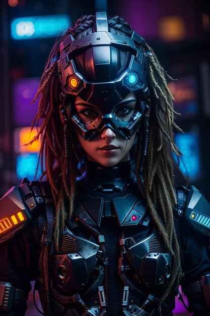 cyberpunk girl beatiful full armoured uit 3030