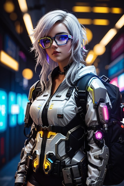 cyberpunk girl beatiful full armoured uit 3030