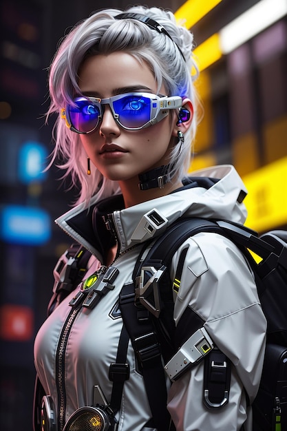 cyberpunk girl beatiful full armoured uit 3030