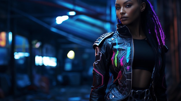 Photo cyberpunk girl fashion generative ai