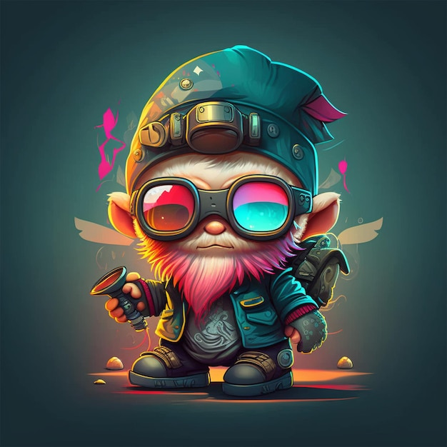 Cyberpunk Gnome Vector Illustration