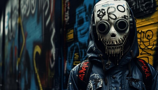 Cyberpunk grafitti art in the style of banksy