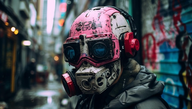 Cyberpunk grafitti art in the style of banksy