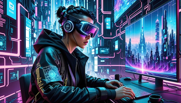 Cyberpunk hacker illustration