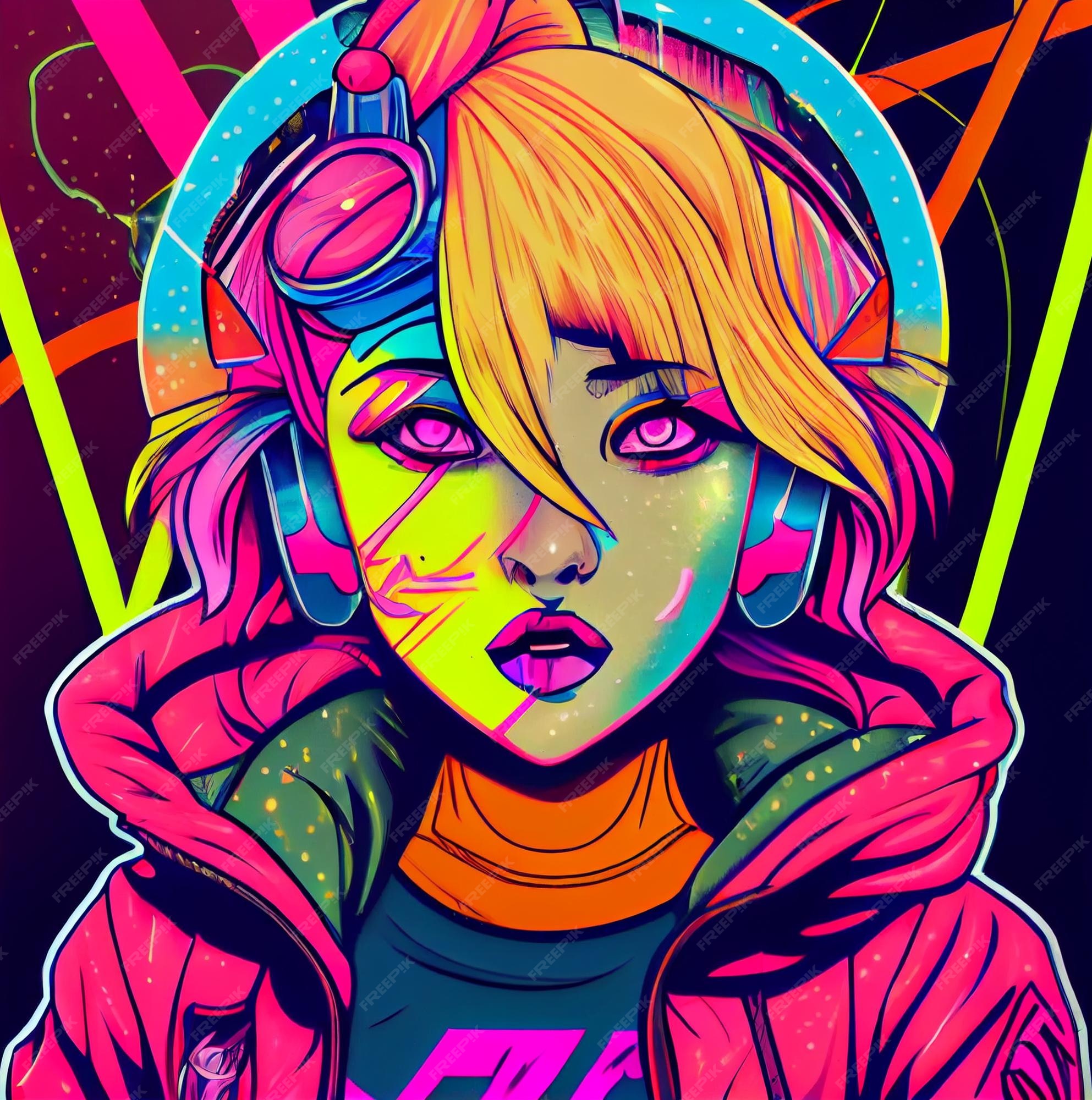 Draw cyberpunk pop art anime characters by Jeffreyzico