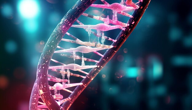 写真 dna未来的な遺伝子工学バイオエンジニアリングのサイバーパンクイメージ