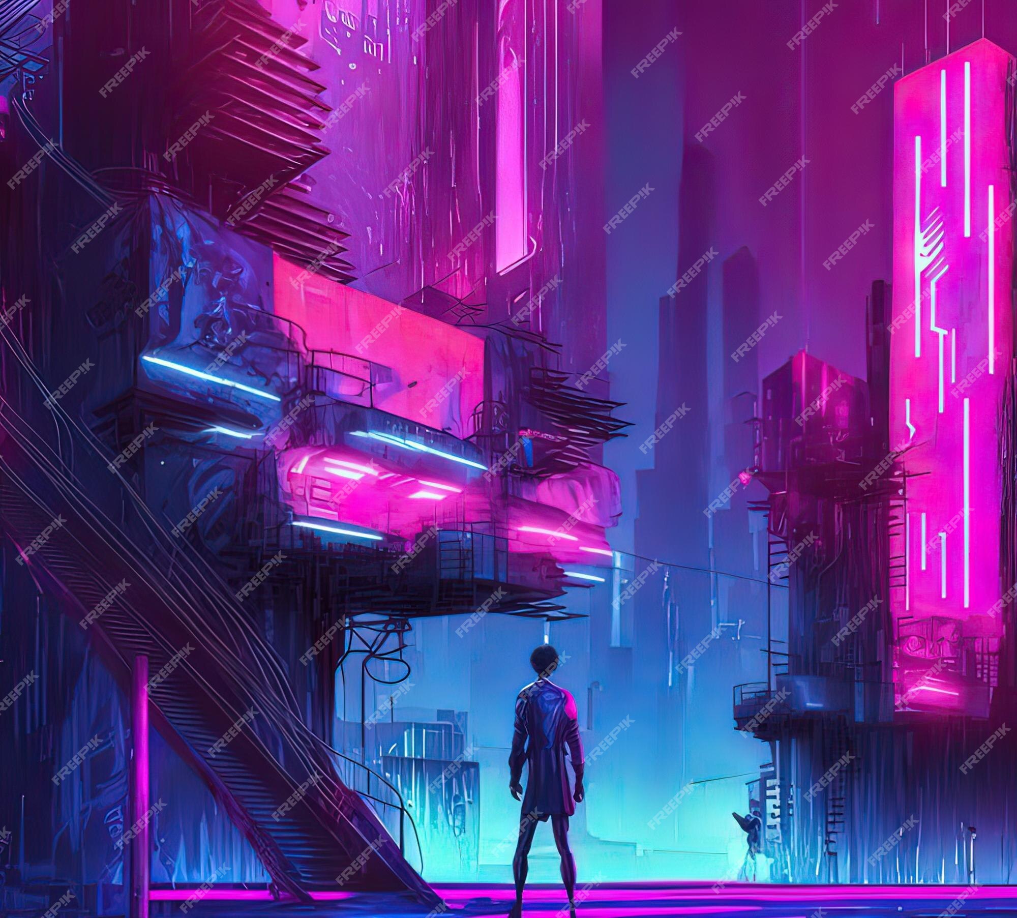 Premium Photo  Cyberpunk industrial abstract future wallpaper futuristic  concept pink evening urban landscape 3d illustration