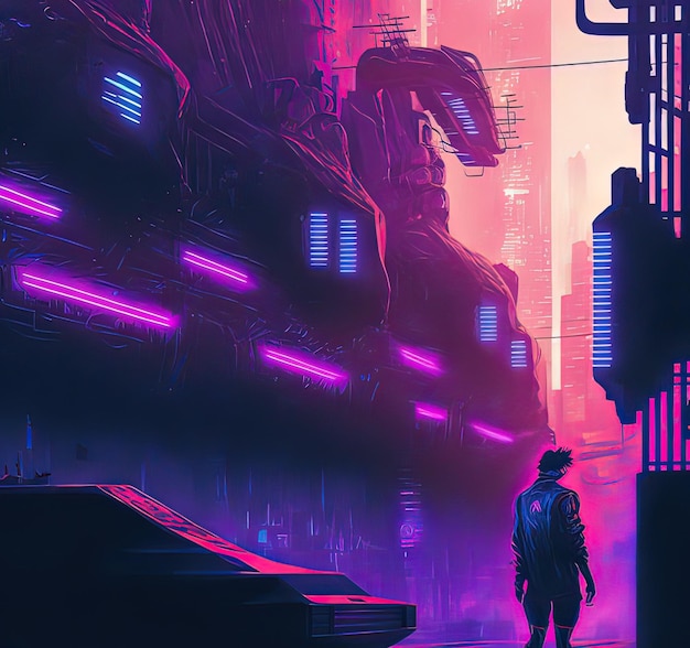 Premium Photo  Cyberpunk industrial abstract future wallpaper futuristic  concept pink evening urban landscape 3d illustration