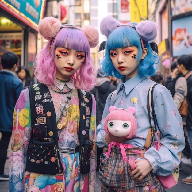 Photo cyberpunk japanese neon street fashion