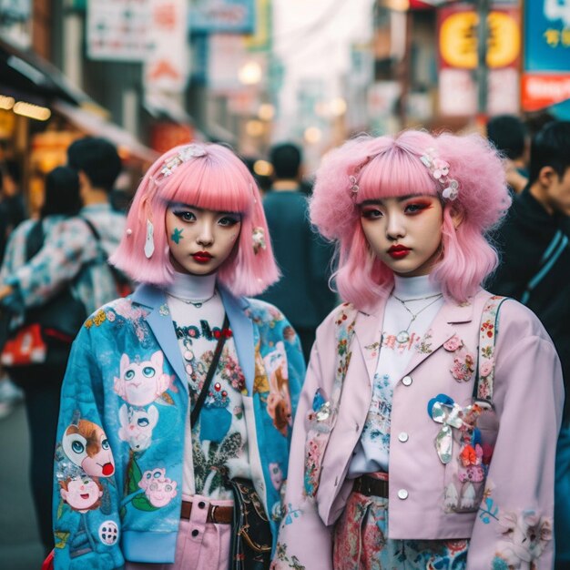 Photo cyberpunk japanese neon street fashion