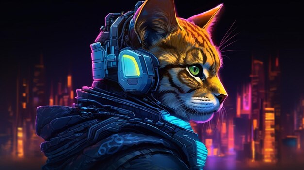 Cyberpunk katten neon