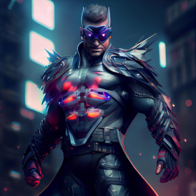 Cyberpunk krijger man futuristische soldaat 3d render illustratie