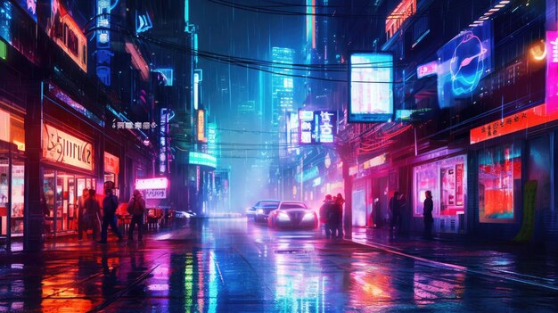 Cyberpunk landscape lights