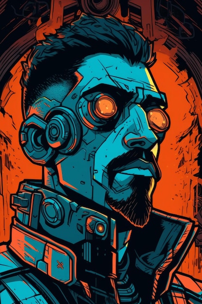 Cyberpunk man behang